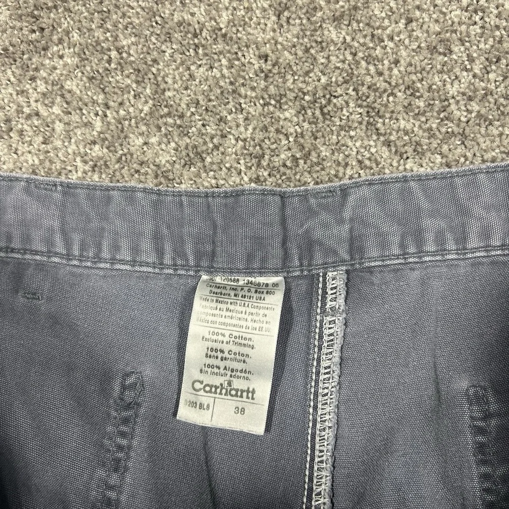 Vintage Carhartt Canvas Carpenter Shorts 36 Faded Grey Distressed Paint Splatter